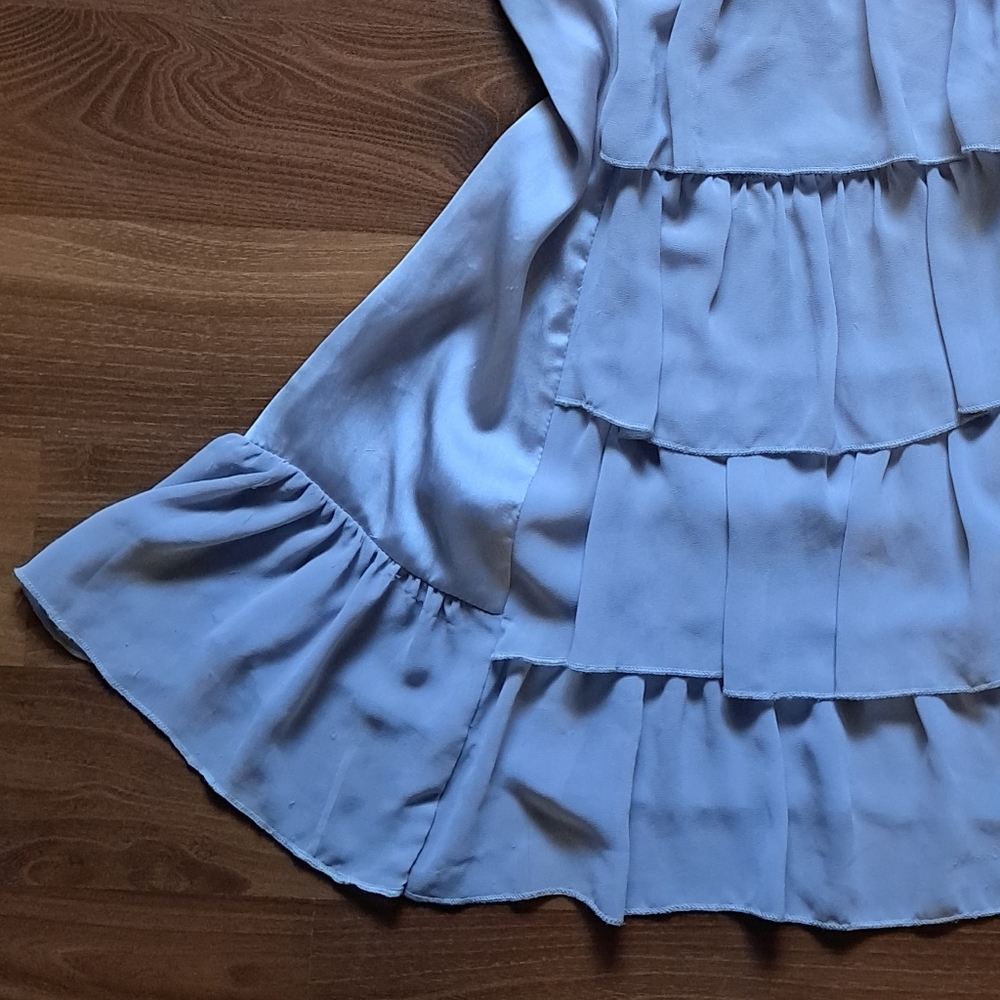 2/$35 Fairy Cute Vintage Silver grey Satin Ruffle Tank Dress - Picture 3 of 10